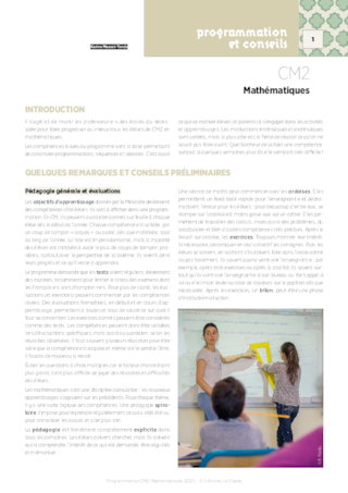 Programmations CM2 2025-2026 - Mathémathiques & Français