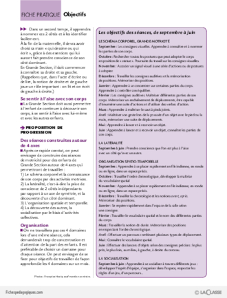 Progression motricité en GS (1) / Objectifs