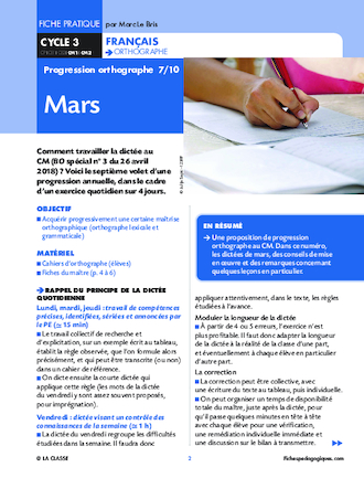 Progression orthographe - Mars