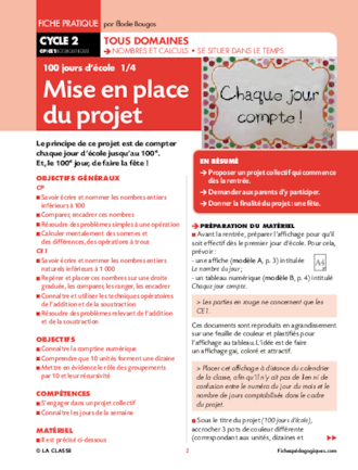 Projet 100 jours d'école