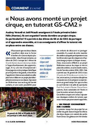 Projet cirque en tutorat GS CM2