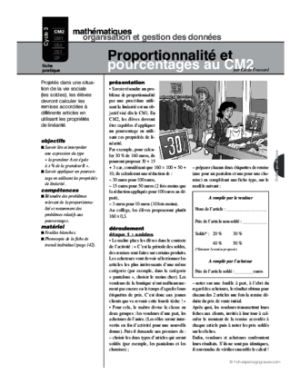 Proportionnalité et pourcentages