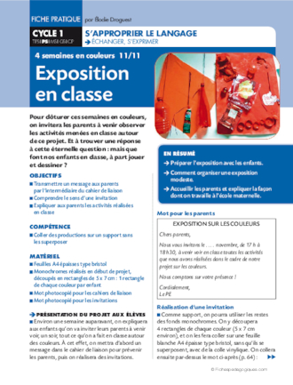 Quatre semaines en couleurs. Exposition en classe