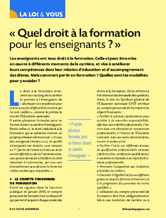 Quel droit à la formation pour les enseignants ?