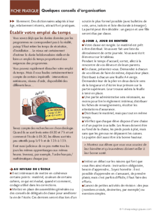 Quelques conseils d'organisation