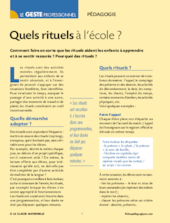 Quels rituels à l'école ?