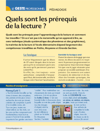 Quels sont les prérequis de la lecture ?