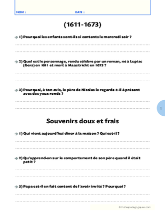 Questionnaire de lecture / 6 histoires inédites du Petit Nicolas