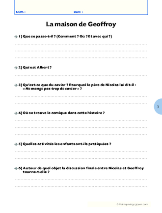 Questionnaire de lecture / 6 histoires inédites du Petit Nicolas