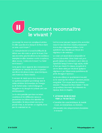 Questionner le monde : le monde du vivant