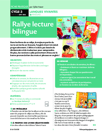 Rallye lecture bilingue anglais CM1/CM2