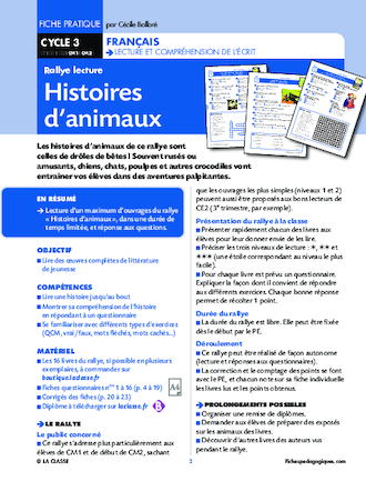 Rallye lecture Histoires d'animaux