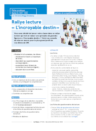 Rallye lecture « L'incroyable destin »