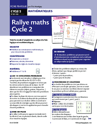 Rallye maths Cycle 2