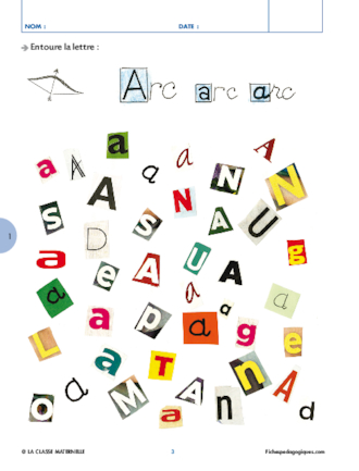 Reconnaître les lettres de l'alphabet 1/2