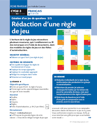 Rédaction d'une règle de jeu