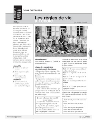 Regles De Vie A L Ecole Fichespedagogiques Com