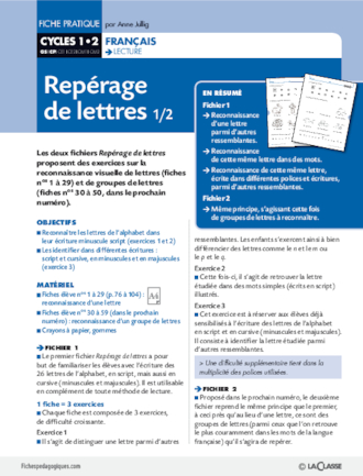 Repérage de lettres 1/2