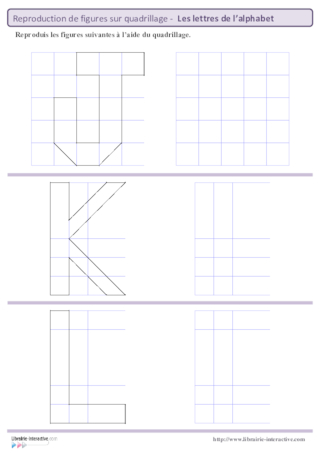 Reproduction sur quadrillage - les lettres