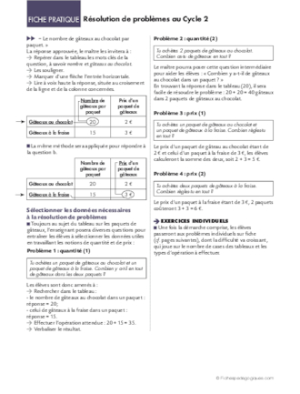 Résolution de problèmes au cycle 2