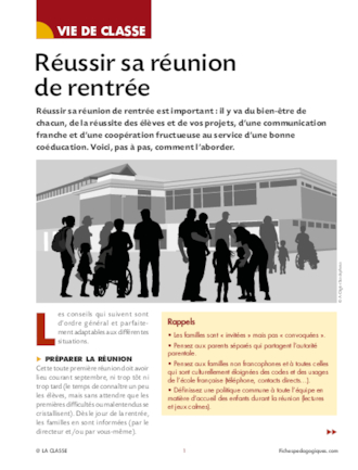 Reussir Sa Reunion De Rentree Fichespedagogiques Com