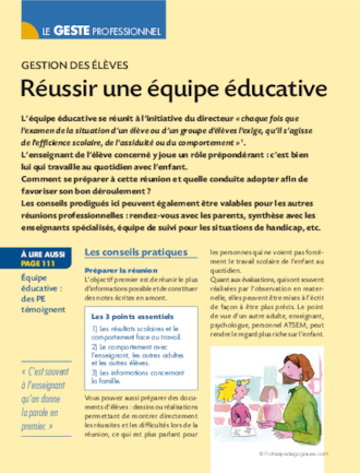 Réussir une équipe éducative