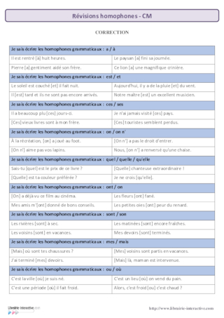 Révision homophones CM1-CM2