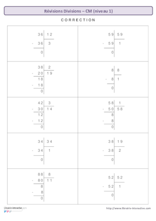 Révisions division CM - niveau 1