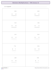 Révisions multiplication CM - niveau 2