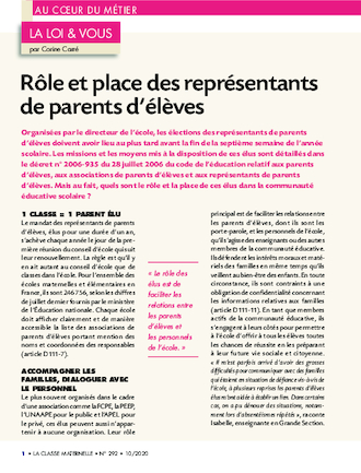 Rôle et place des représentants de parents d’élèves