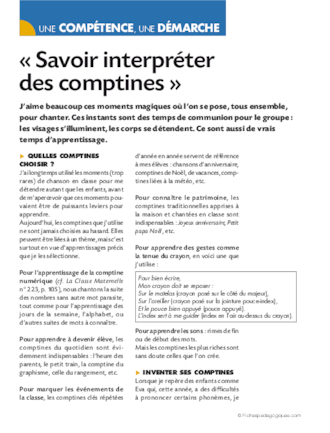 Savoir interpréter des comptines