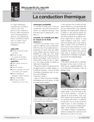 Sciences et techno (5) / La conduction thermique