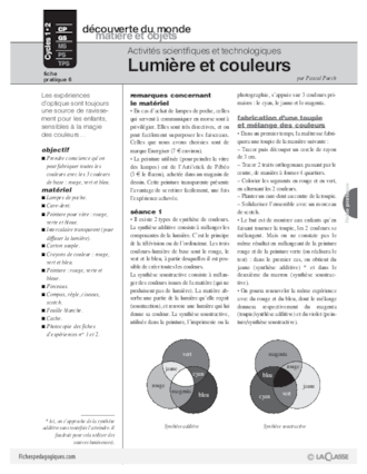 Sciences et techno (6) / Lumière et couleurs