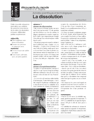 Sciences et techno (8) / La dissolution