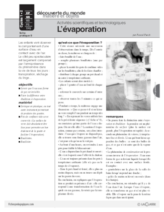 Sciences et techno (9) / L'évaporation