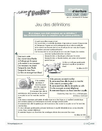 Situations d'écriture (7) / Jeu des définitions