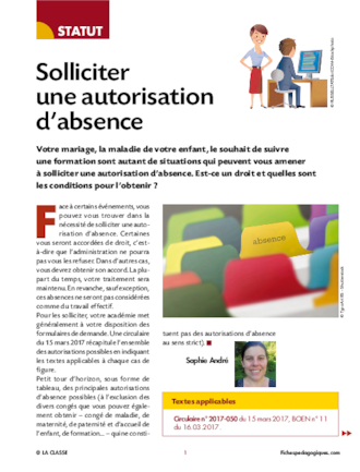 Solliciter une autorisation d’absence