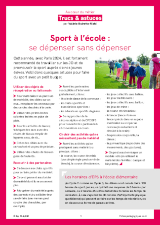 Sport à l'école : se dépenser sans dépenser