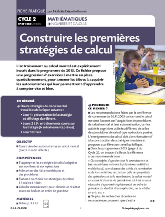 Construire des stratégies de calcul mental en CP, CE1 et CE2