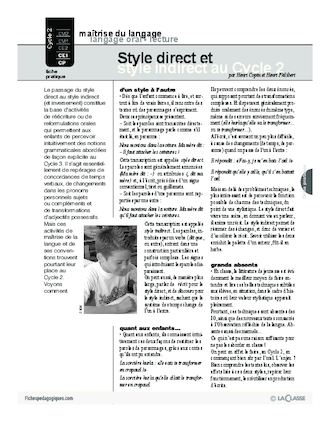 Style direct et style indirect