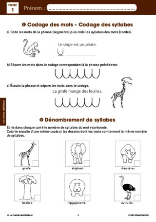 Syllasons Gs Animaux De La Savane 1 Fichespédagogiquescom