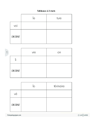 Tableaux de mots