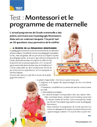 Test : Montessori et le programme de maternelle