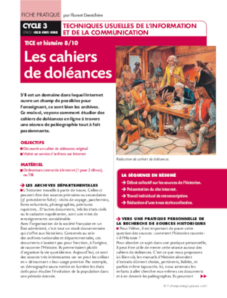 TICE et histoire (8). Les cahiers de doléance