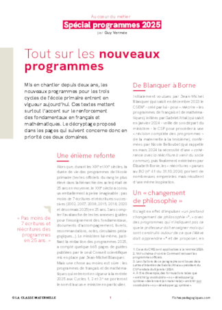Tout sur les nouveaux programmes - Cycle 1