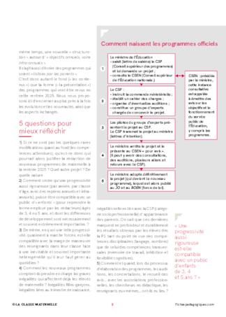 Tout sur les nouveaux programmes - Cycle 1