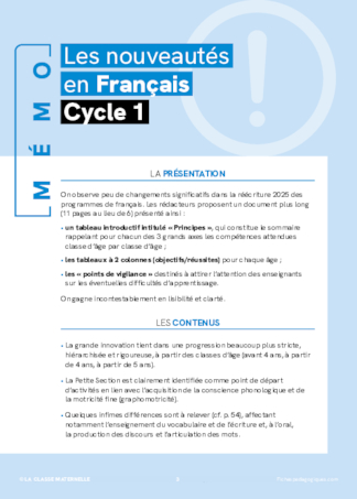 Tout sur les nouveaux programmes - Cycle 1