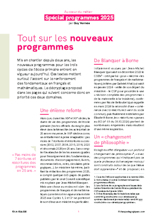 Tout sur les nouveaux programmes - Cycles 2 et 3
