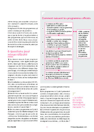 Tout sur les nouveaux programmes - Cycles 2 et 3