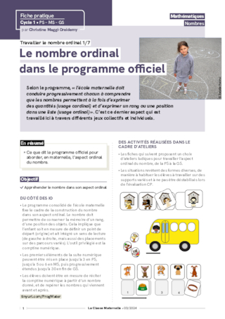 Travailler le nombre ordinal